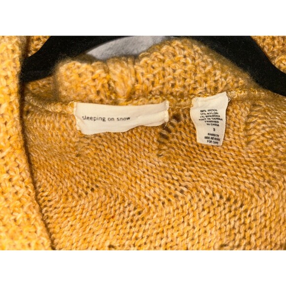 Women's Sleeping On Snow Yellow Wool Blend Hooded Cardigan Sweater Size S - Picture 8 of 8